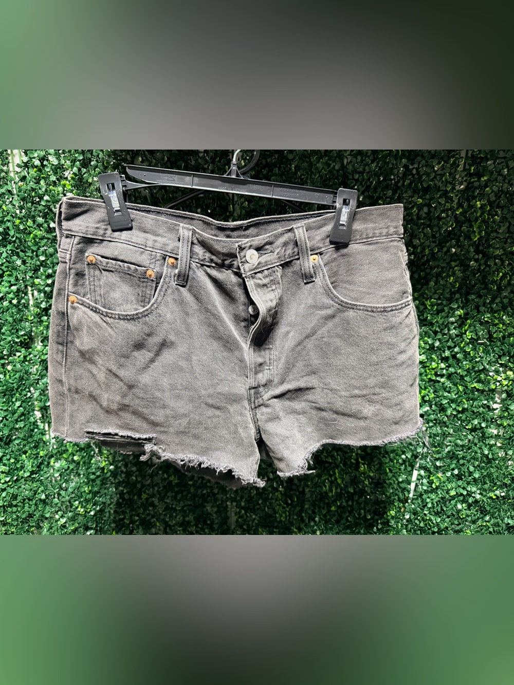 LEVI Women's Distressed Black Denim Shorts